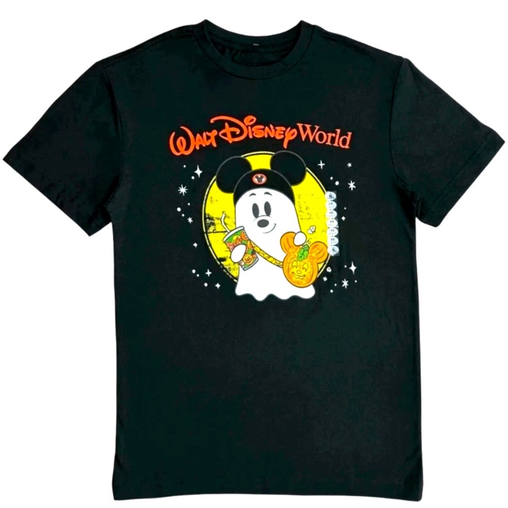 Disney Parks WDW Halloween Mickey Mouse Ghost Pumpkin Adult T-Shirt Large 2025